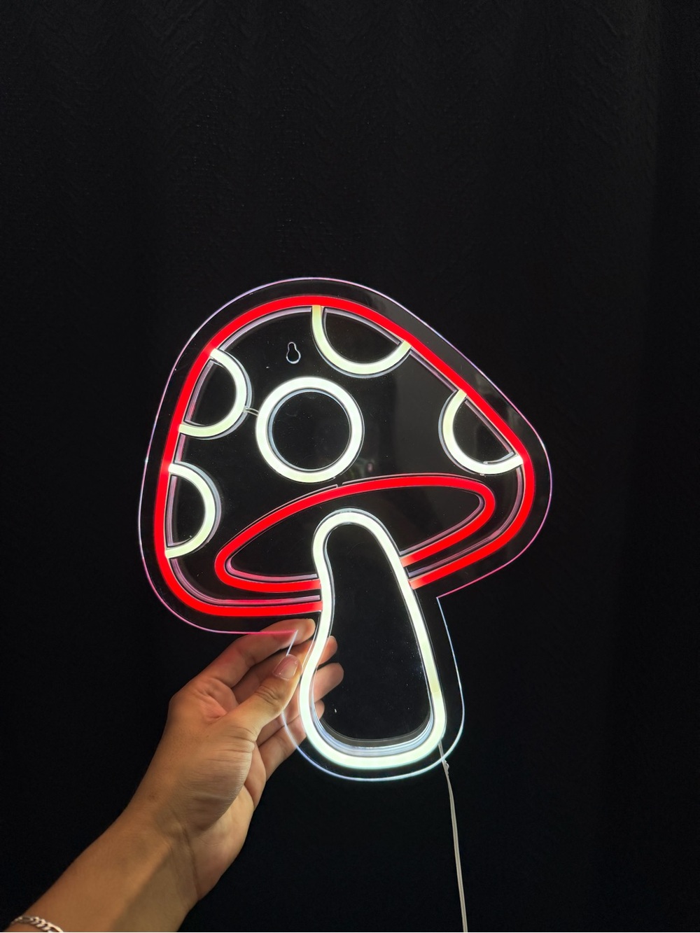 LED LIGHT Mushroom Wall Art 12inx12in - Red & White